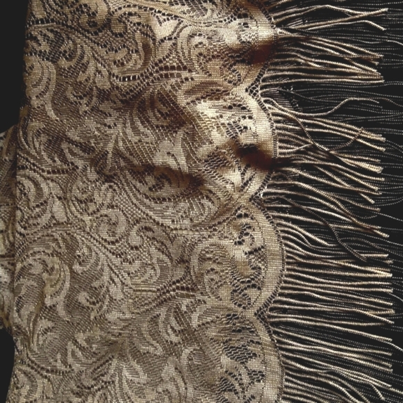 LIZ MINELLI WOMEN'S SIZE S ROARING 20'S STYLE DRESS GOLDEN BROWN LACE & FRINGE - Picture 4 of 7